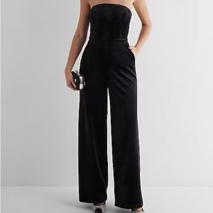 Express black velvet strapless jumpsuit